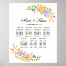 Hochzeitsposter Sitzplätze Lila Blume mit Blumenmu