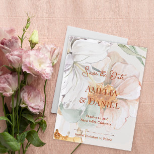 Hochzeitspostkarte zum Vormerken Blumiges Rosa P Ankündigungspostkarte