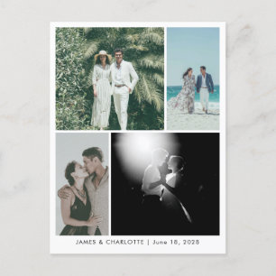 Hochzeitspostkarten-Gästebuch individuell 4-Foto-V Postkarte