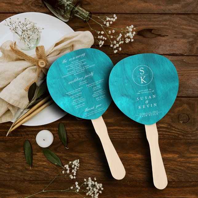 Hochzeitsprogramm Aqua Türkis & Aquamarine Wasserf Fächer (Von Creator hochgeladen)