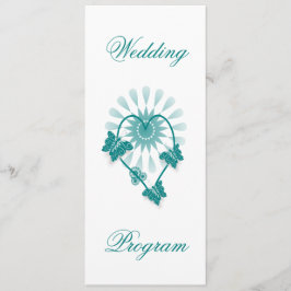 Hochzeitsprogramm Aquamarine Schmetterlinge Herz Programm