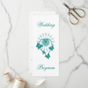 Hochzeitsprogramm Aquamarine Schmetterlinge Herz Programm