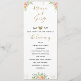 Hochzeitsprogramm Blütenrot und goldfarben elegant Programm