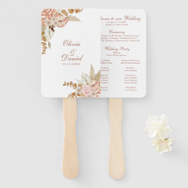 Hochzeitsprogramm des modernen Boho Floral Pampas Fächer