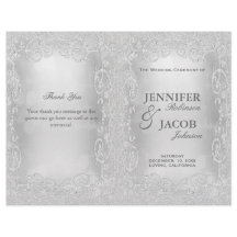 Hochzeitsprogramm Eleganter Silver Imitats Glitzer
