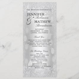 Hochzeitsprogramm Eleganter Silver Imitats Glitzer Programm