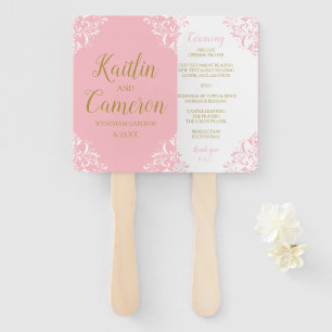 Hochzeitsprogramm-Fächer   Nadine (Rosa & Gold) 4x Fächer