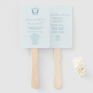 Hochzeitsprogramm Fan Pale Blue Classic Monogram Fächer
