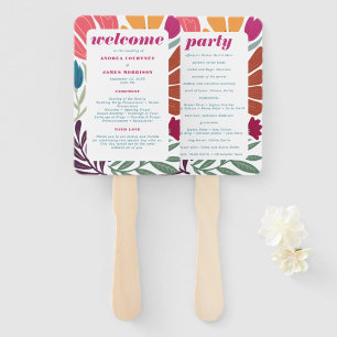 Hochzeitsprogramm für Abstrakte Blumen in Helle Mu Fächer