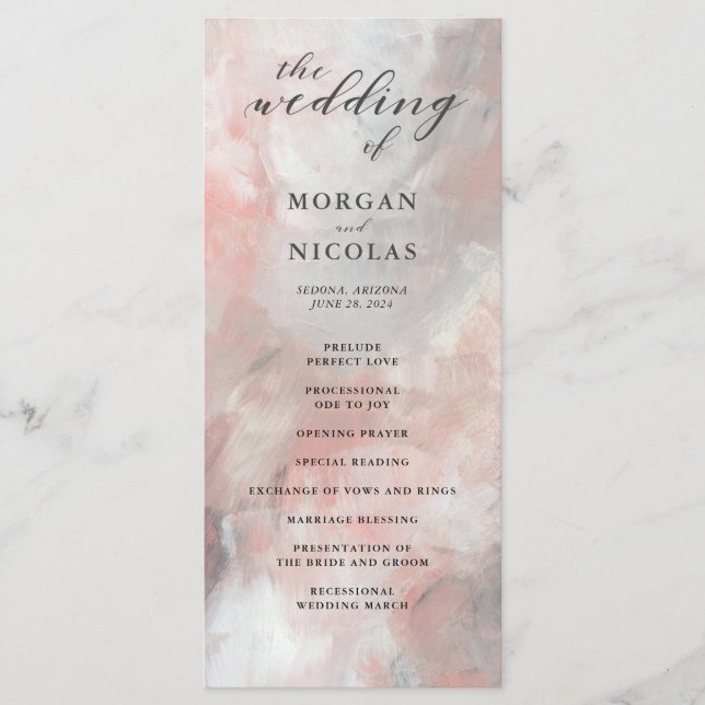 Hochzeitsprogramm für Abstrakte Pinselstriche in D Programm (Vorderseite)