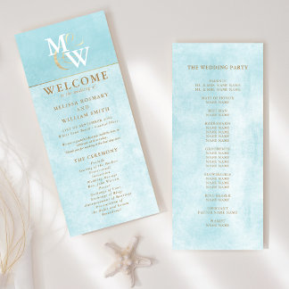 Hochzeitsprogramm für Aquamarines Monogramm-Hochze