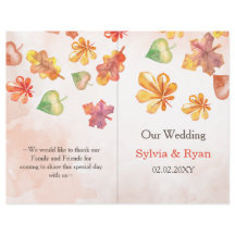 Hochzeitsprogramm für Aquarellfarben-Herbstlaub