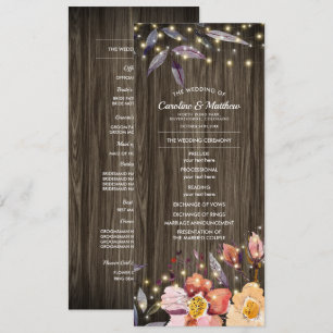 Hochzeitsprogramm für Barnholz-Fall-Blume Programm