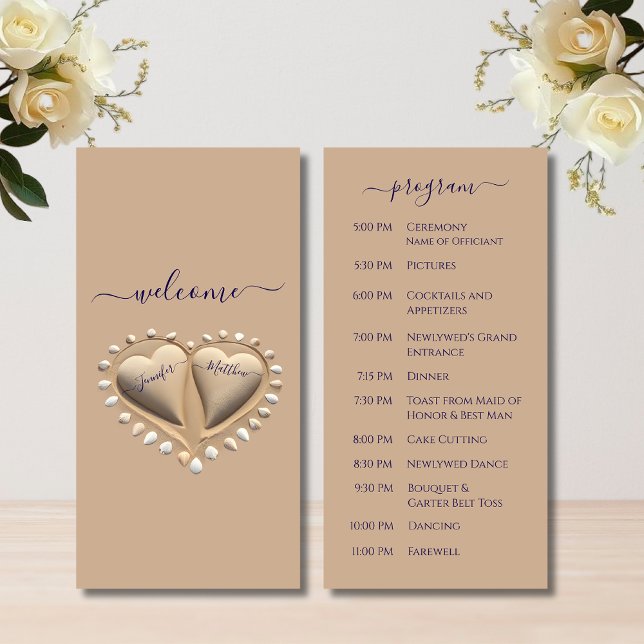 Hochzeitsprogramm für Beach Wedding Sand Heart (Beach Wedding Sand Hearts Wedding Program)