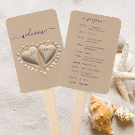 Hochzeitsprogramm für Beach Wedding Sand Heart Fächer