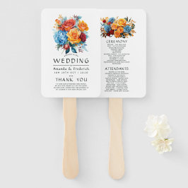Hochzeitsprogramm für Blau, Orange, Gelb und Rot Fächer