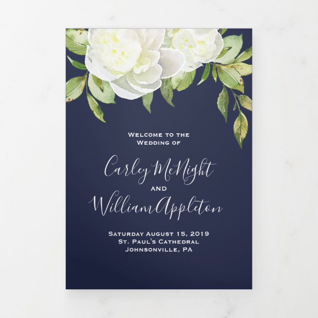 Hochzeitsprogramm für Blaublauer Frühling Dreifach-gefaltete Programmkarte (Cover)