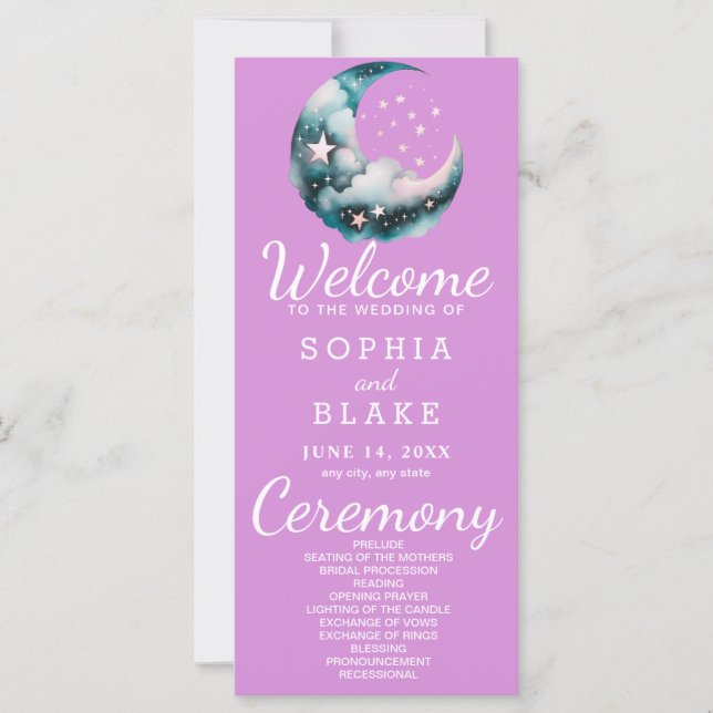 Hochzeitsprogramm für Blauen und Schwarzen Halbmon (Vorderseite)