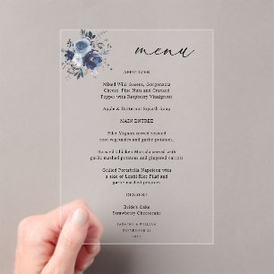 Hochzeitsprogramm für Blauer und Navy Acryleinladungen