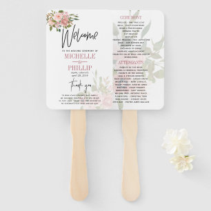 Hochzeitsprogramm für Blumenblüten und Rose Fächer