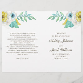 Hochzeitsprogramm für Blütenblumen und Gelb gefalt
