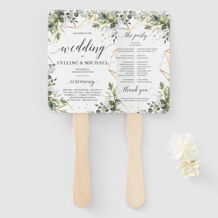 Hochzeitsprogramm für Boho-Grünpflanzen Fächer