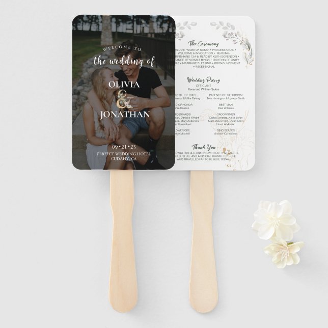 Hochzeitsprogramm für Botanische Fotos Fächer (Vorne und Hinten)