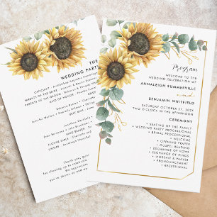 Hochzeitsprogramm für botanische Sonnenblumen