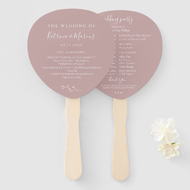 Hochzeitsprogramm für botanische Zweigniederlassun Fächer (Vorne und Hinten)