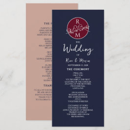 Hochzeitsprogramm für Burgund und Navy Programm