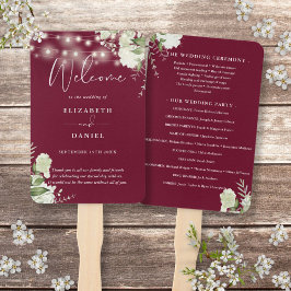 Hochzeitsprogramm für Burgundy Floral String Light Fächer