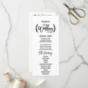 Hochzeitsprogramm für Chic White Black Olive Branc Programm