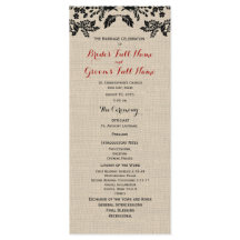 Hochzeitsprogramm für Country Garden und Burlap