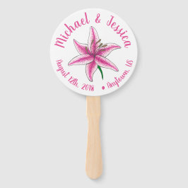 Hochzeitsprogramm für das Party "Pink Lily Flower  Fächer