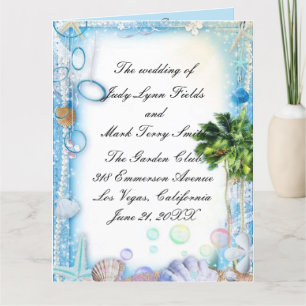 Hochzeitsprogramm für das Tropical Beach Seashell Dankeskarte