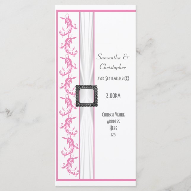 Hochzeitsprogramm für die Kirche in Pastellrosa un Programm (Vorderseite)