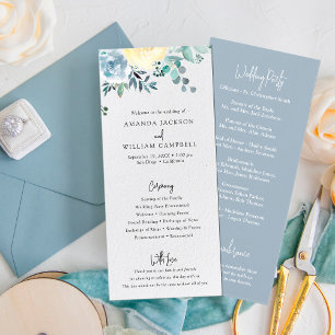 Hochzeitsprogramm für Dusty Blue Floral Greenerity