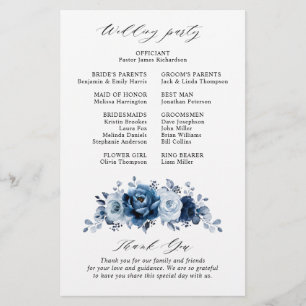 Hochzeitsprogramm für Dusty Blue Slate Navy