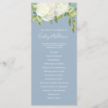 Hochzeitsprogramm für Dusty Blue Spring Floral Peo