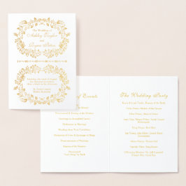 Hochzeitsprogramm für echte Goldflora Folienkarte