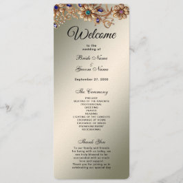 Hochzeitsprogramm für elegante Gold Jewel Blume Programm