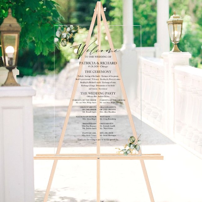 Hochzeitsprogramm für Elegante Golfregion Acrylschild (Von Creator hochgeladen)