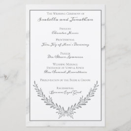 Hochzeitsprogramm für Elegante Marmor und Wreath