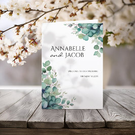 Hochzeitsprogramm für elegante Wasserfarben-Blätte Programm