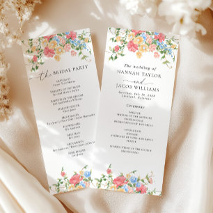Hochzeitsprogramm für elegante Wasserfarben-Wildbl Programm