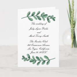 Hochzeitsprogramm für elegante Watercolor-Grüne Bl Karte