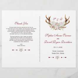 Hochzeitsprogramm für elegante White Blume Antlers