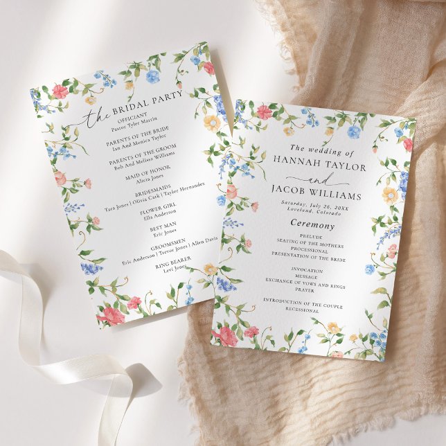 Hochzeitsprogramm für elegante Wildblumen Programm (Von Creator hochgeladen)