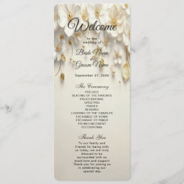 Hochzeitsprogramm für Elfenbeingold-Blätter Programm