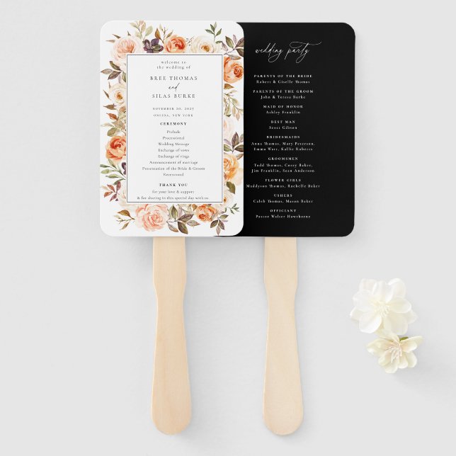 Hochzeitsprogramm für Erdbeben im Herbst Fächer (Vorne und Hinten)